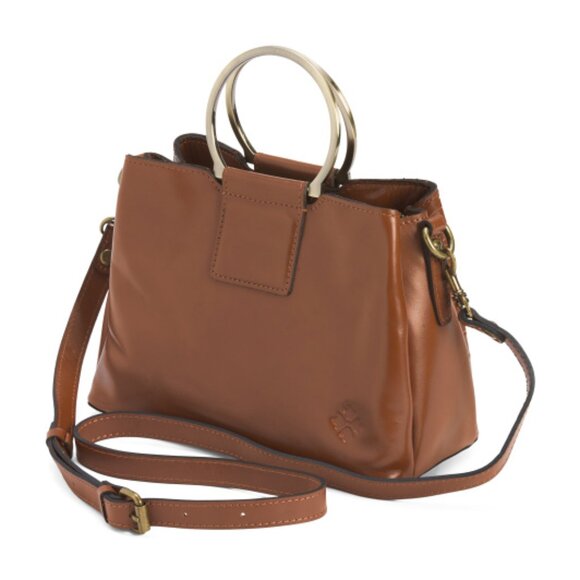 PATRICIA NASH Leather Empoli Satchel With Metal Handles And Crossbody Strap - Picture 3 of 4